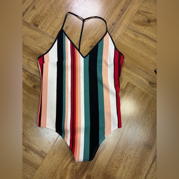 Express Tops - Striped Multicolor Spaghetti Strap bodysuit